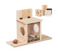 Relaxdays Comedero para Ardillas DIY, Casa Alimentadora para Montar, Madera, 2 Entradas y Plataforma, Colgante, Natural