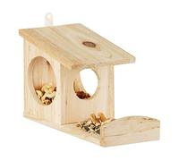 Relaxdays Comedero para Ardillas para Colgar, Madera, Marrón Natural, 17.5 x 12 x 25 cm