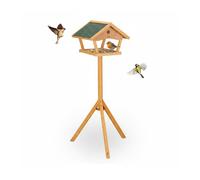 Relaxdays Casa para pájaros con Soporte, 137 cm de Altura, Techo Impermeable, jardín y balcón, Madera de Abeto, Naranja