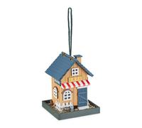 Relaxdays Comedero para pájaros colgante blanco,azul,marrón claro