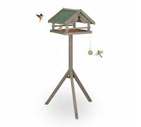 Relaxdays Comedero para pájaros con Soporte, Techo de Asfalto Impermeable, jardín, balcón, terraza, pajarera, Abeto, 80% Madera, marrón, 120 x 37 x 37 cm