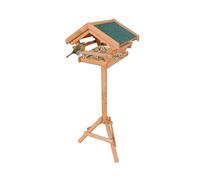 Comedero para pájaros Relaxdays con Soporte, Techo Impermeable, jardín y terraza, casa de Madera de Abeto, Naranja.