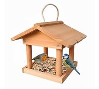 Relaxdays comedero para pájaros, Madera de Abeto, para Colgar, 22 x 26 x 22 cm, jardín y balcón, Naranja