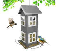 Relaxdays Comedero para pájaros, Metal, para Colgar, (Al x An x F): 26 x 12 x 12 cm, pequeño para jardín y balcón, Gris