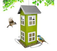 Relaxdays Comedero para pájaros metálico para Colgar, jardín y balcón, 26x12x12 cm, Verde
