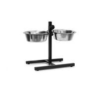 Relaxdays Comedero perros doble elevado negro,plata