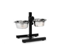 Relaxdays Comedero perros doble elevado negro,plata
