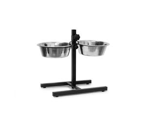 Relaxdays Comedero perros doble elevado negro,plata