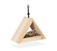 Relaxdays Comedero triangular para pájaros marrón claro,negro