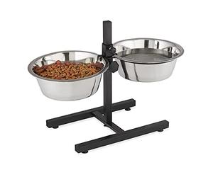 Relaxdays Comederos Elevados Perros, 4,5L, Cuenco Bebedero, Acero Inoxidable, Altura Regulable, Antideslizante, Plateado