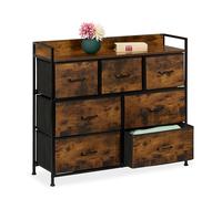 Relaxdays Cómoda 7 Cajones, 85 x 100 x 30,5 cm, Mueble Recibidor, Pasillo y Dormitorio, Cajonera Moderna, Marrón y Negro, Tablero de Fibras
