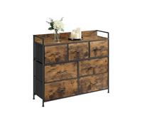 Relaxdays Cómoda, 7 cajones de Tela, Industrial, 98 x 85 x 28,5 cm, salón, Pasillo, cómoda Auxiliar, Negro/marrón