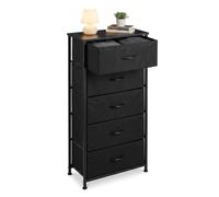 Relaxdays Cómoda, 94 x 45 x 30 cm, 5 cajones de Tela, Metal, MDF, Negro | para pasillo y dormitorio