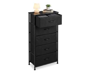 Relaxdays Cómoda, 94 x 45 x 30 cm, 5 cajones de Tela, Metal, MDF, Negro | para pasillo y dormitorio