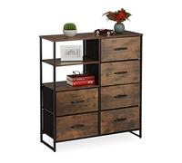 Relaxdays Kommode 6 Schubladen Cómoda con 3 Baldas y 6 Cajones, Libros y Decoración, Cajonera Estilo Industrial, 92x84x32 cm, Marrón y Negro, Hierro, 92 x 84 x 32 cm Aprox