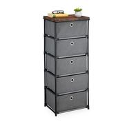 Relaxdays Cómoda efecto madera con cajones de tela marrón,negro,gris