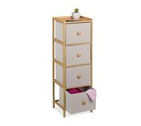 Relaxdays Cómoda Estrecha, 94 x 31 x 30 cm, Minicómoda Pasillo, Dormitorio o Salón, 4 Cajones de Tela, Beige y Natural, Poliéster