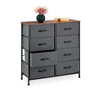 Relaxdays Cómoda Industrial 81,5 x 80 x 30 cm, 8 Cajones, Tela y Metal, Aspecto Madera, Aparador Pasillo, Gris y Marrón