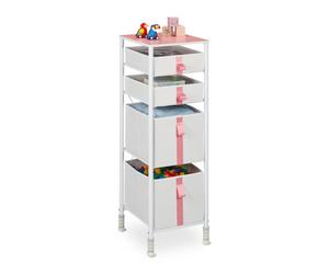 Relaxdays Cómoda infantil con 4 cajones blanco,crema,rosa