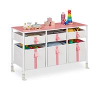 Relaxdays Cómoda infantil con 6 cajones blanco,crema,rosa