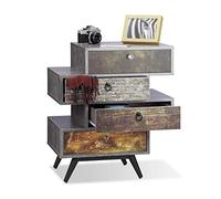 Relaxdays Cómoda Vintage con 4 Cajones, MDF y Hierro, Gris, 68x60x40 cm