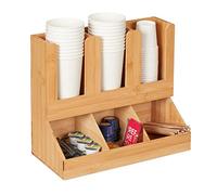 Relaxdays Compartimentos Organizador Café, 6 Compartimientos, Bambú, 29,5 x 34,5 x 17 cm, Mueble Cafetería, Almacenaje Té, Natural, 29.5 x 34.5 x 17 cm