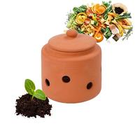 Relaxdays compostador de lombrices para enterrar, 1 L, restos de Cocina, con Tapa, jardín y huerto, Terracota