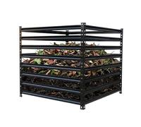 Relaxdays Compostador metálico, biocompostador jardín, 90×100×100 cm, 900 l, para Hojas, Acero galvanizado, Negro