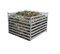 Relaxdays compostador metálico para jardín, 900 L, Hojas, Refuerzos, Acero Plateado, 90×100×100 cm