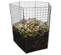 Relaxdays compostador metálico para jardín, Paneles hexagonales 100 x 50 cm, Negro