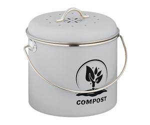 Relaxdays Compostera Cocina 3,5 L con Tapa y 2 Filtros Carbón Activo, Cubo Compostaje Basura Orgánica, Metálica, Gris
