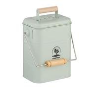 Relaxdays Compostera cocina 3,5 litros verde,marrón claro,plata