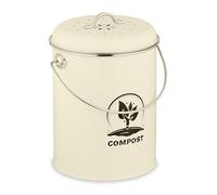 Relaxdays Compostera Cocina 5,5 L con Tapa y Filtro, Metal, 27x22x19 cm, Color Variado