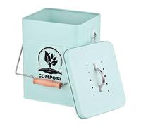 Relaxdays Cubo de Basura de Cocina de 6 litros, pequeño Cubo de Basura con Tapa y Filtro de olores, Metal, Color Menta