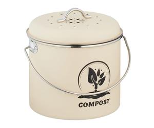 Relaxdays Compostera redonda 3,5 litros crema,negro,plata