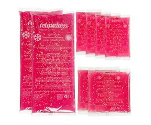 Relaxdays Compresas Térmicas Set de 8, 3 Tamaños, Bolsas Frío Calor, Almohadillas Gel, Cool Pack Reutilizables, Rosa, 28 x 11 x 2 cm, 8