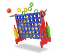 Relaxdays Conecta 4 XXL, Exterior, 3 en 1, niños y Adultos, 88x121x44 cm, Baloncesto y Aros, Azul/Rojo
