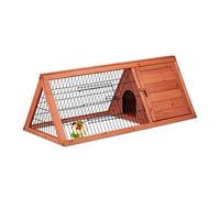 Relaxdays Conejera, Casa y Corralito para Conejitos, 2 Puertas, 41x110x49cm, Interior y Exterior, Madera, Metal, Natural, Acero