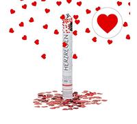 Relaxdays - Conjunto de 10 cañones de Confeti, cañón Confeti para Bodas y cumpleaños, Efecto Altura de 6 a 8 Metro, corazón Rojo