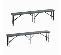 Relaxdays Conjunto de 2 bancos de jardín 180 cm negro,gris