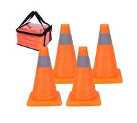 Relaxdays Conjunto de 4 conos plegables naranja,plata