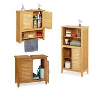 Relaxdays conjunto de muebles de baño 3 piezas marrón claro