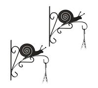Relaxdays Conjunto FL Pack 2 Ganchos Macetas Pared, Colgadores Maceteros con Caracol, 30x30,5x2 cm, Perchas Jardín, Hierro, Negro