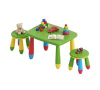 Relaxdays Conjunto Infantil, 1 Mesa, 2 taburetes, fácil de Limpiar, Colores | plástico ligero, rincón de descanso para la habitación de los niños