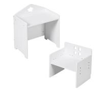 Relaxdays Conjunto Infantil, 2 Piezas, Mesa con Silla y Pizarra, Motivo de Estrellas, Blanco