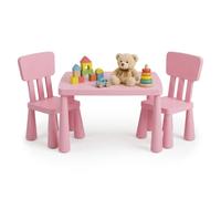Relaxdays Conjunto Infantil: Mesa + 2 sillas, Rosa, fácil Limpieza | plástico ligero, rincón de descanso para la habitación de los niños