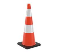 Relaxdays Cono de señalización, 90 cm, Alta Visibilidad, Reflectante, Pylon de Obra, PVC y Goma, Naranja/Plata, Plástico, Caucho, 90 x 36.5 x 36.5 cm