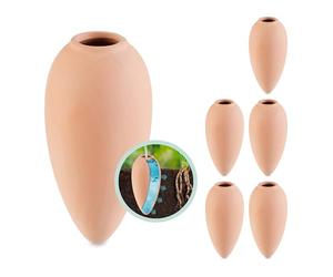 Relaxdays Conos de Riego, Set de 6, 170 ml, Autorriego Plantas Interior y Jardineras Balcón, Globos Regado, Terracota