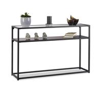 relaxdays Consola Recibidor Cristal, Mesa Auxiliar Entrada, Metal-Vidrio-DM, 70,5x110x30 cm, Negro