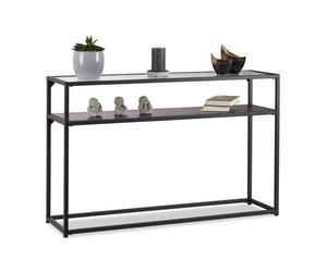 Relaxdays Consola recibidor negra de cristal negro,transparente